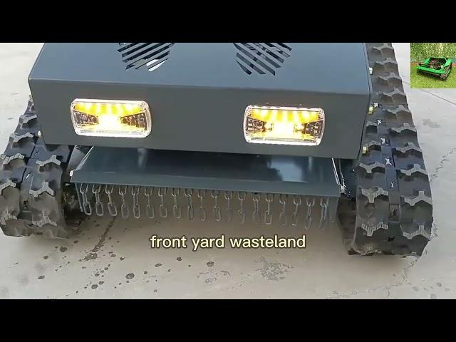 remote controlled rubber track cutting grass machine made by Vigorun Tech, RC crawler weed eater