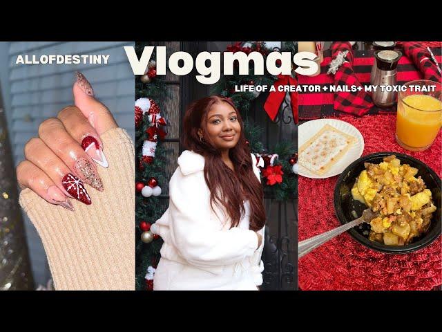 VLOGMAS EP 8: Christmas Nails, Holiday Hairstyle, My Toxic Trait, Life of a Creator + Cozy Reset