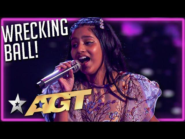 10 Year Old STUNS The Judges with Wrecking Ball Cover on America's Got Talent!