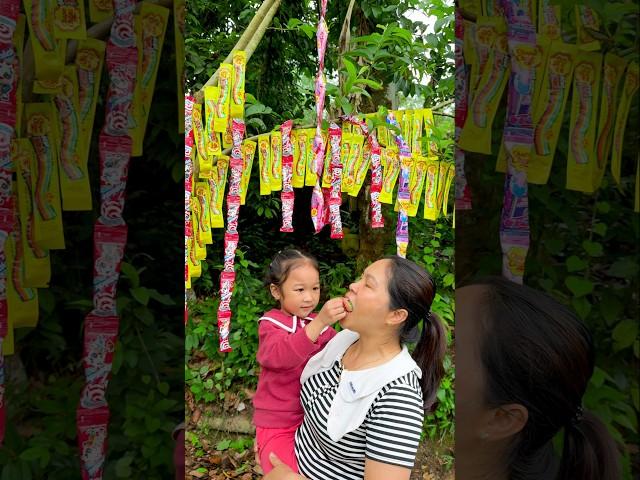 little girl picks rainbow candy for her mother #funny #cute #woodscraft