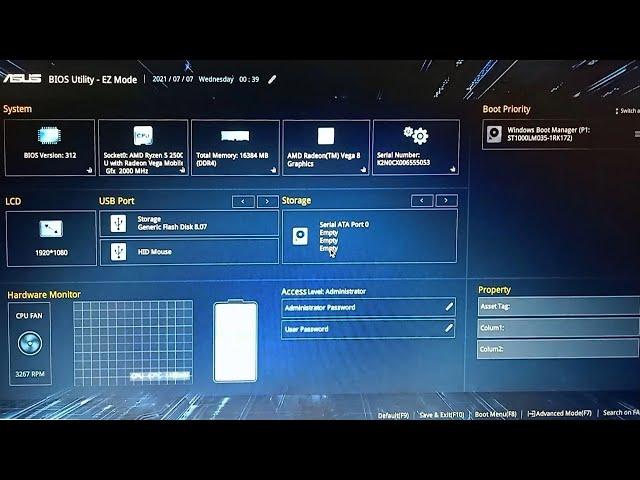 How to boot ASUS Laptop from Bootable USB Drive - BIOS Utility EZ mode | VivoBook F570ZD