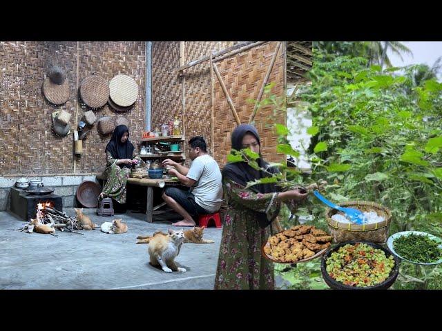 panen sayur , lanjut masak bersama suami, bikin sambel pokak teri ,perkedel tahu, kenikir rebus