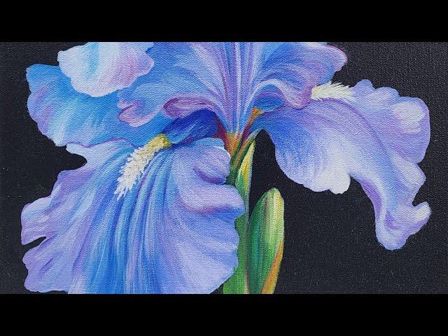 How to Paint a Blue Iris Acrylic Painting LIVE Tutorial