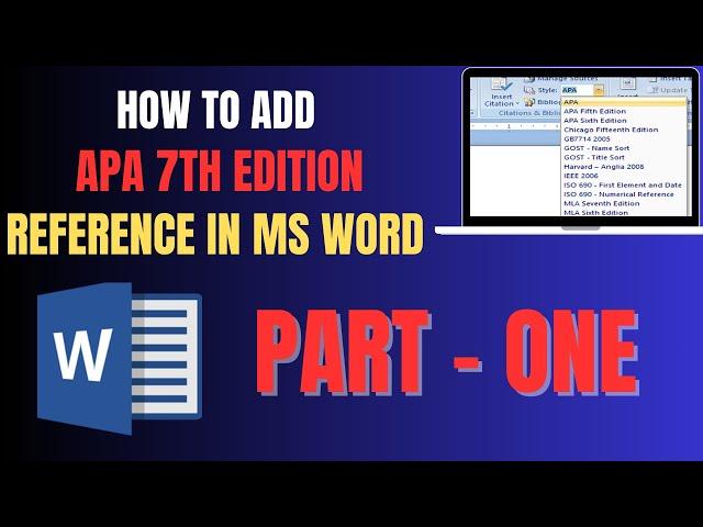 How to add APA 7th edition reference to MS Word? (PART ONE)