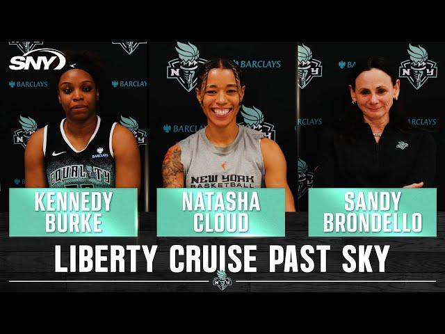 Natasha Cloud, Kennedy Burke and Sandy Brondello talk WNBA-record 19 three-pointers in Liberty win