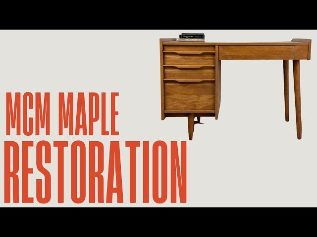 Calming Mid Century Modern Complete Restoration with Color Matching Ink Stains on Maple!