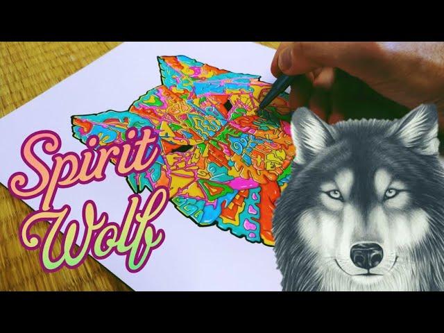 Psychedelic Wolf Drawing ( Trippy Art Timelapse )