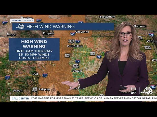 High Wind Warning in effect, warming up for metro Denver