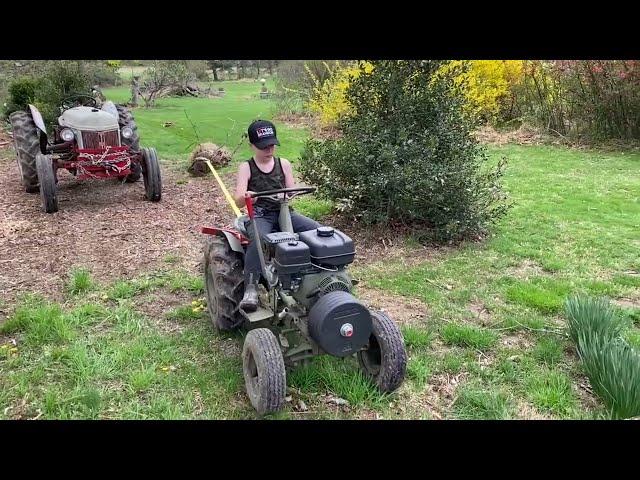 Modified Bolens 600 Pulling a Cherry Log