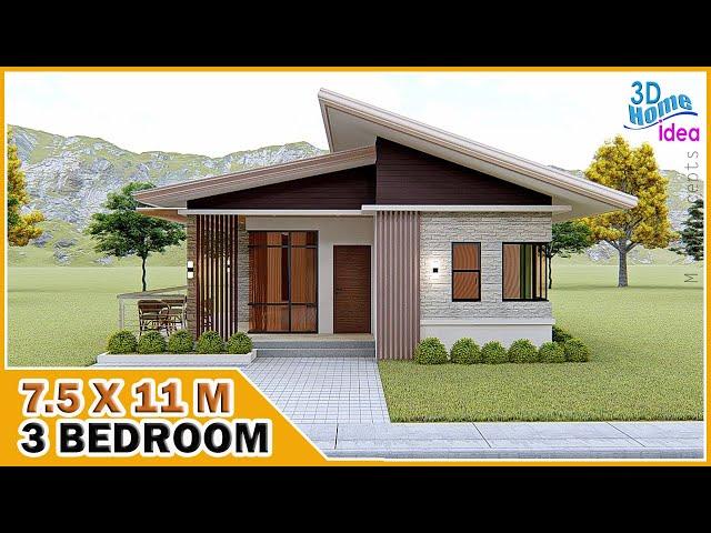 7.5x11m Simple House Design | 3 Bedroom | Pinoy Dream House