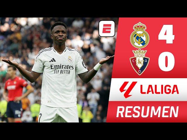 REAL MADRID GOLEÓ 4-0 al OSASUNA con HAT TRICK DE VINICIUS. GOLAZO de BELLINGHAM | La Liga | RESUMEN