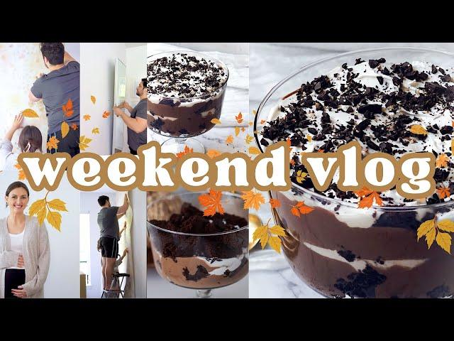 Weekend Vlog  Chocolate Trifle Recipe and Trying Peel and Stick Wallpaper