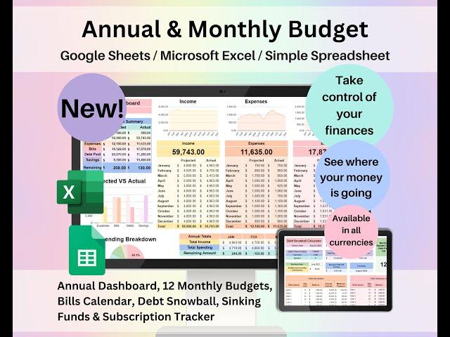 Tutorial for the Annual & Monthly Budget Spreadsheet #tutorial #spreadsheets