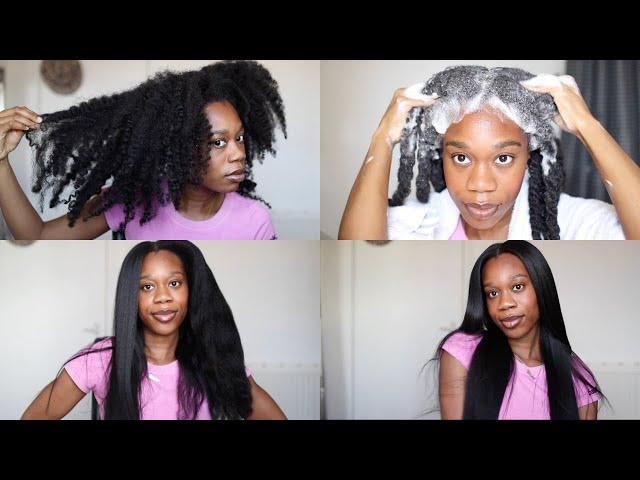 DETAILED SILK PRESS ROUTINE ON TYPE 4 NATURAL HAIR AT HOME | NO FRIZZ | CURLY TO STRAIGHT