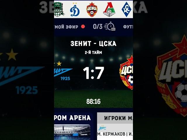 Зенит 7 - 1 Спартак, Зенит 1-7 ЦСКА