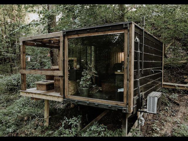 Shipping container TINY HOUSE AIR BNB // Courtney Renae Films // Forest Havens | DwellBox in Ohio