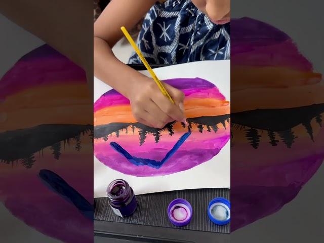 Silhouette Painting by a 9 year old | learn painting on youtube