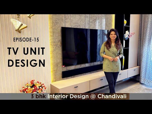 Living Room TV Unit Design | Marble TV Unit Design | Stone Tile  TV Unit Interior Design | Ep-15