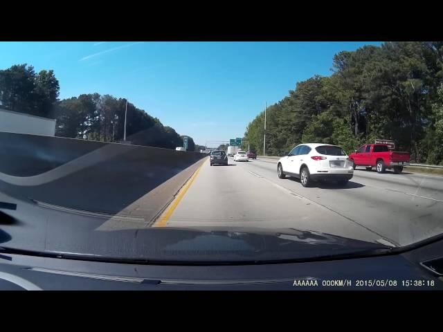 Great save from surprise trash can on highway