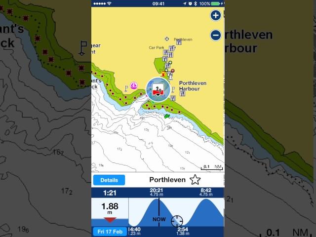 Tidal information on a chart plotter