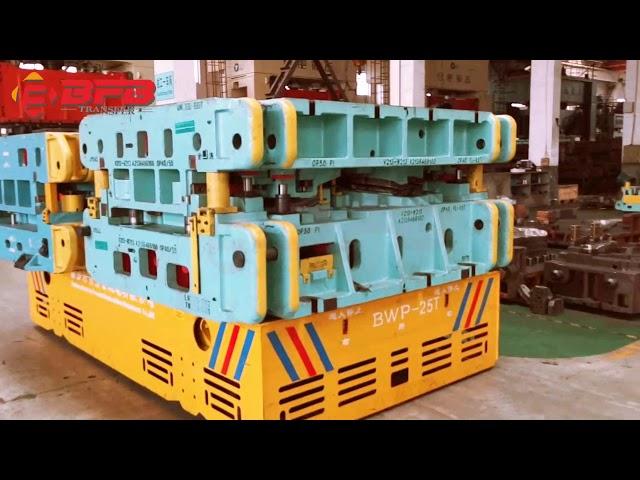 Plant Injection Mold Handling Electric Power Transfer Cart On Rails And Wheels