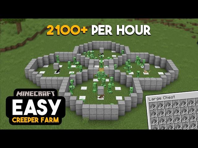 [UNCUT TUTORIAL] EASIEST Creeper Farm in Minecraft - 2100+ Gunpowder (NO Redstone)