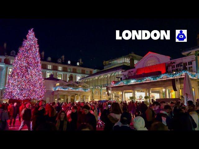 London Walk  COVENT GARDEN CHRISTMAS LIGHTS 2024 Switch On | Central London Walking Tour | 4K HDR