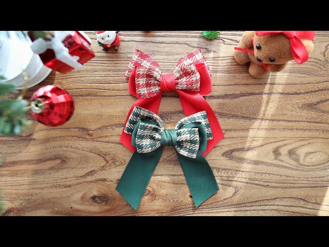 리본공예DIY 크리스마스 리본헤어핀 만들기 Christmas ribbonbow tutorial 에일린리본 aileenribbon how to make simple bow