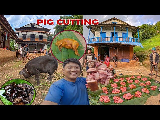 pork cutting in village for dashain/pork meat cutting#dashainvibes#porkrecipe #porkfry