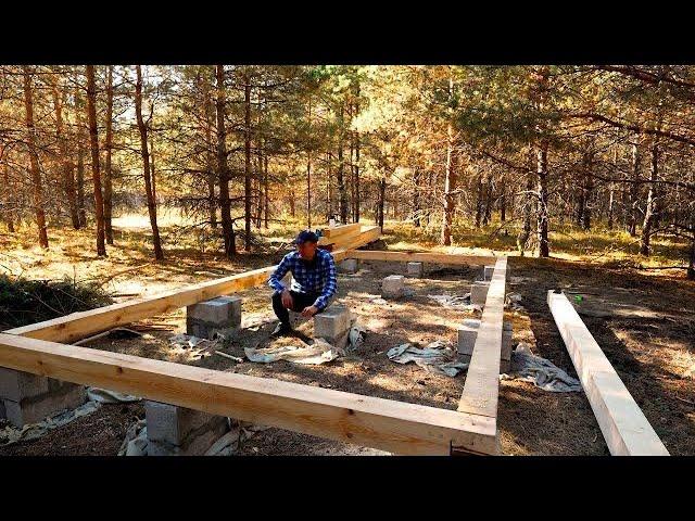 Building a HOUSE in the FOREST without experience - MISTAKES | FOUNDATION BINDING, FLOOR INSULATION