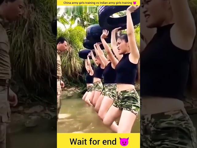 China girl army training vs India girl army training