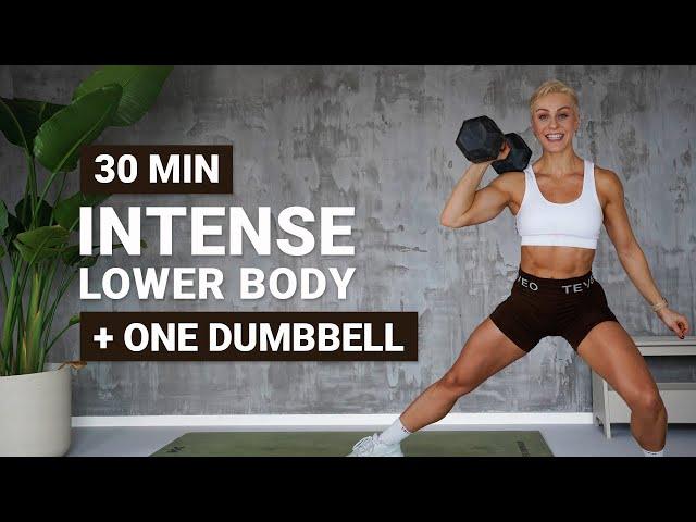 30 MIN DB LOWER BODY WORKOUT | + ONE DUMBBELL | Glutes | Hamstrings | Thighs | Calves | Super Sweaty