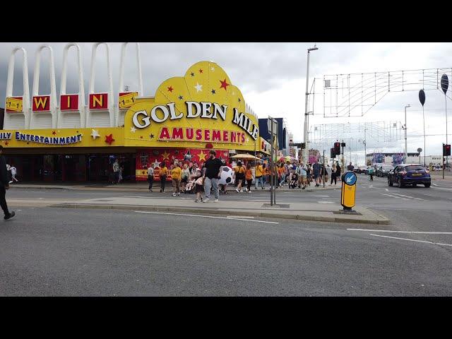 blackpool town centre to central pier walkabout,  busy busy saturday, weather update extra at end