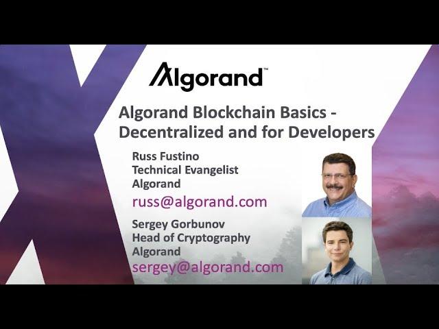 Algorand Blockchain Basics | Decentralized for Developers