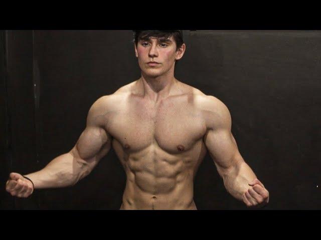 Young Guy flexing muscles