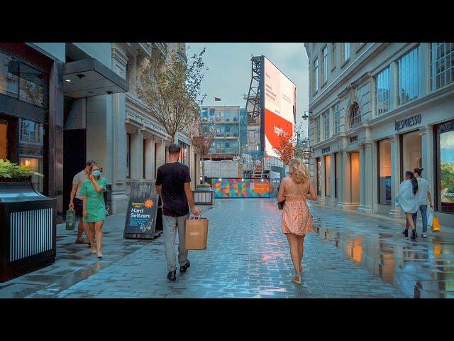 Central London Light Rain Walk - West End and Soho Streets