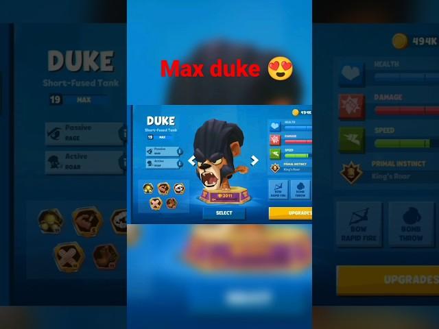 duke maxed today  | lv 19 duke is unstoppable | husky gaming  #zoobagameplay #zoobazoobattlearena