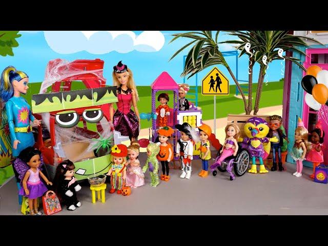 Barbie Kids Halloween School Routine - Trunk or Treat & Crafts