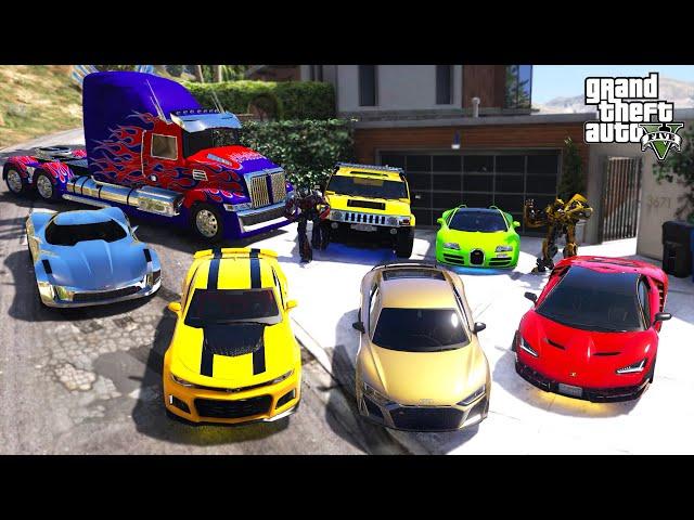 GTA 5 - Stealing TRANSFORMERS Movie Vehicles with Franklin! (Real Life Cars #98)