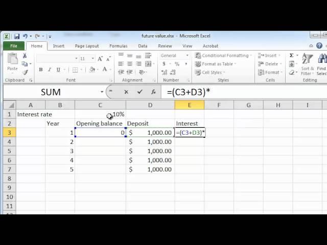 calculating future value on excel