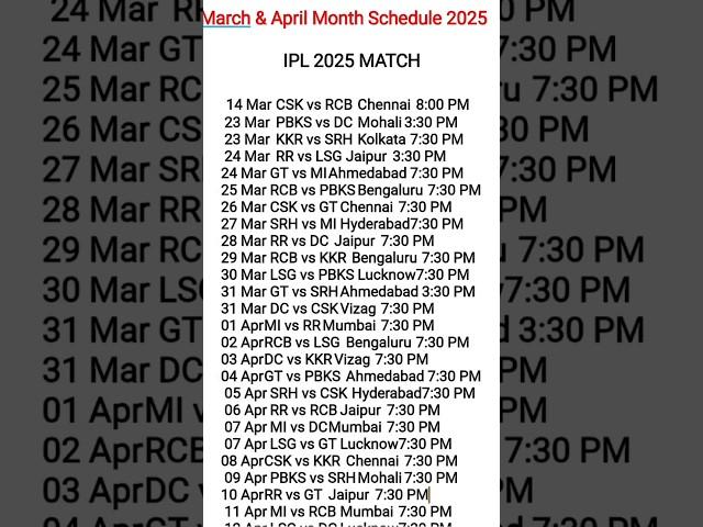 IPL 2025 match schedule