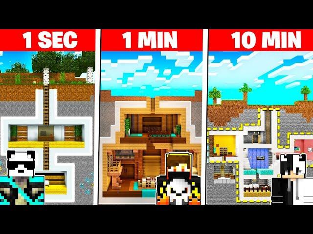 Best Security BUNKER challenge in Minecraft  - 1 Sec vs 1 Min vs 10 Min