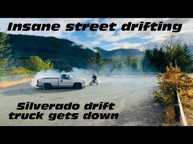 drifting my 700 hp turbo Silverado drift truck on the streets!!