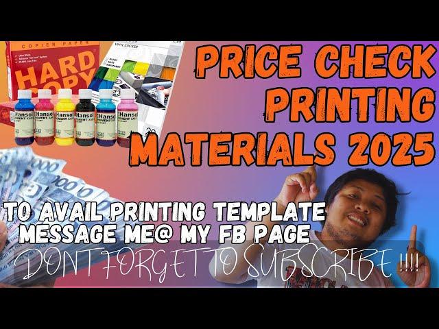 PRICE CHECK PRINTING MATERIALS AS OF JAN 2025 | PRINTING BUSINESS GUIDE