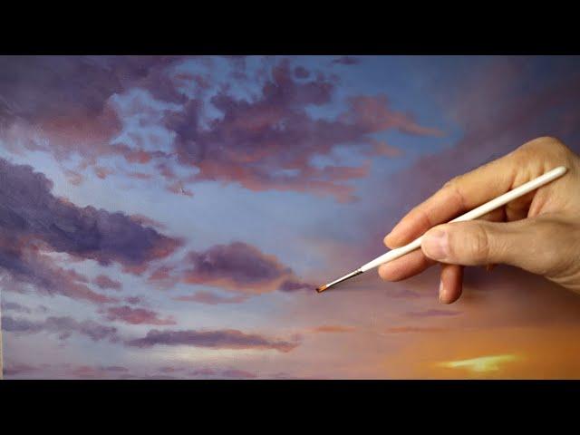 How to paint clouds - sunset cloud painting tutorial