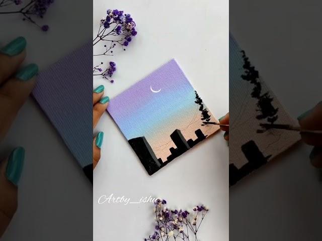 Mini canvas painting . #acrylicpainting #aesthetic #mini #art #cityvibes #pastel #colours