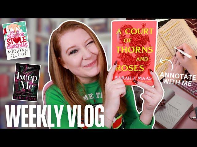 reading ACOTAR again, annotate with me & reading some holiday books ️ | WEEKLY VLOG