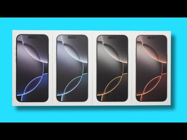 Unboxing ALL iPhone 16 Pro Max Colors!! - Black, White, Natural, and Desert Titanium!