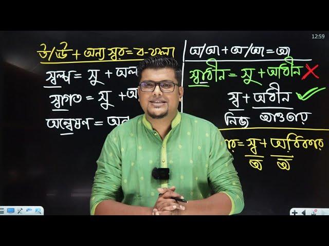 সন্ধিতে ব-ফলার ব্যবহার | ব-ফলা কখন বজায় থাকে আর কখন উ-কার হয় | বাংলা ব্যাকরণ | F. M. Shariyer Firoz