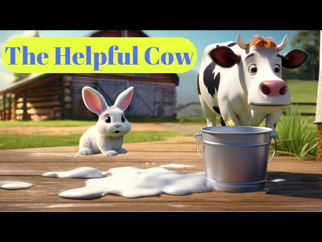 Cute Bunny Cotton's Farm Adventure: The Helpful Cow #bedtimestories #animation